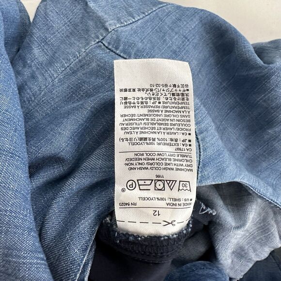 Banana Republic Womens Chambray Romper Shorts Size 12 New Blue Flutter Sleeve - Picture 6 of 11